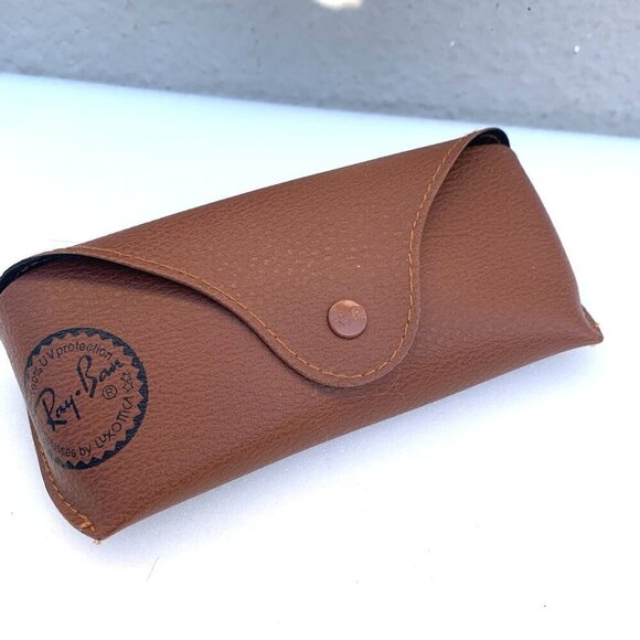 Ray Ban Brown Faux Leather Eyeglasses Sunglasses Case Soft Sided With Logo Cloth - Picture 3 of 4